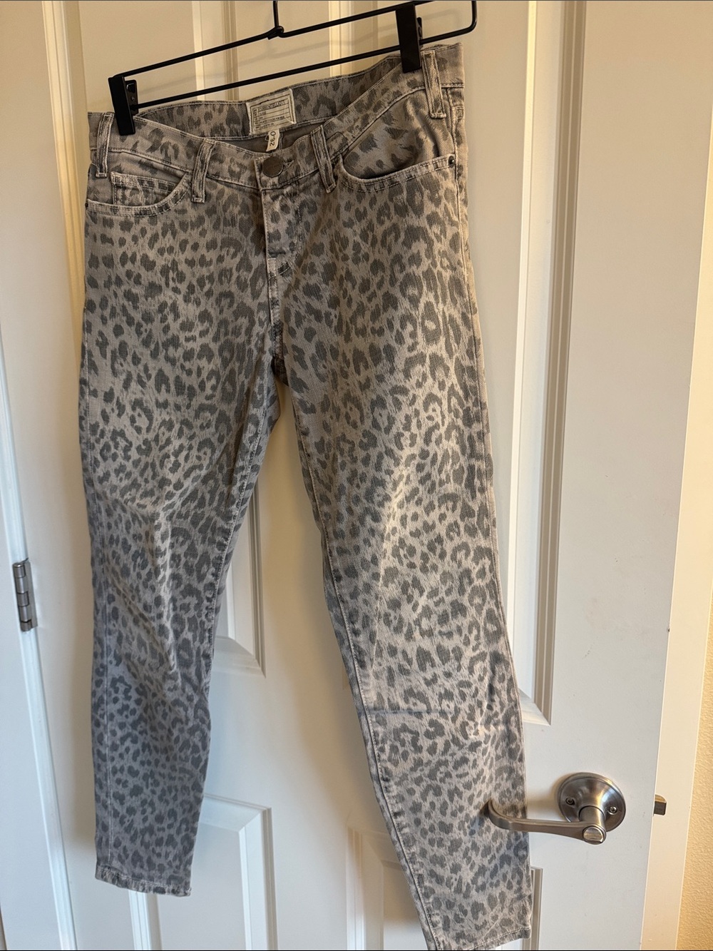 Current/Elliott Gray Leopard Skinny Jeans